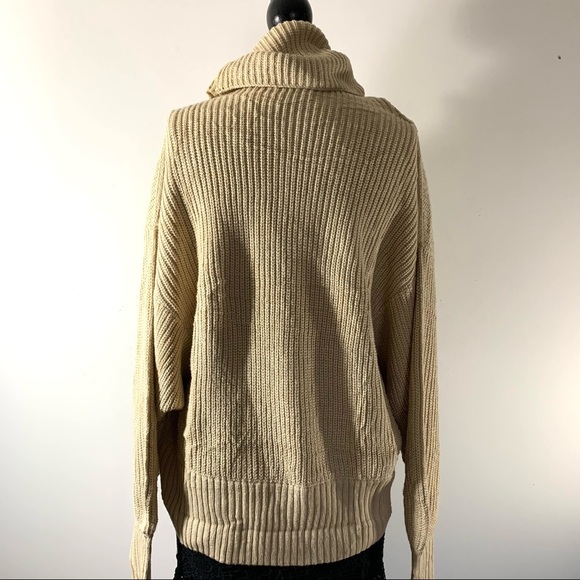 Tarse Tan Ribbed Oversized Cowl Neck Sweater - Picture 4 of 8
